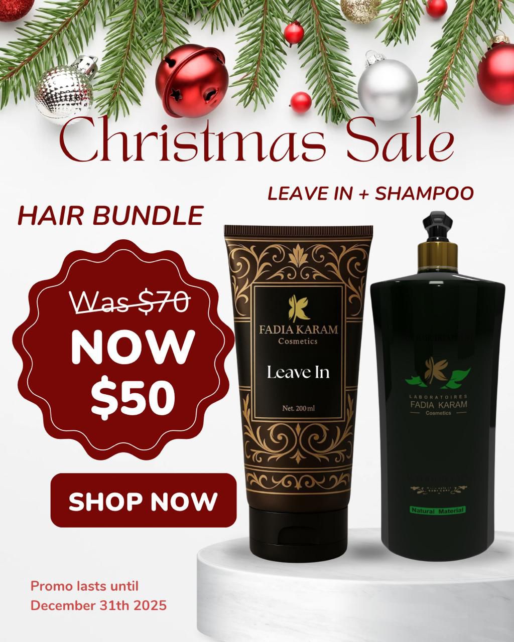 Christmas Bundle Shampoo + Leave - In - FADIA KARAM COSMETICS